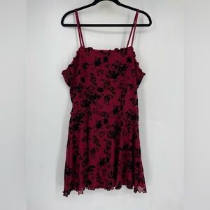 Cider Plus Size XL Dark Romantic Velvet Floral Dark Red Slip Dress Witch Vampire